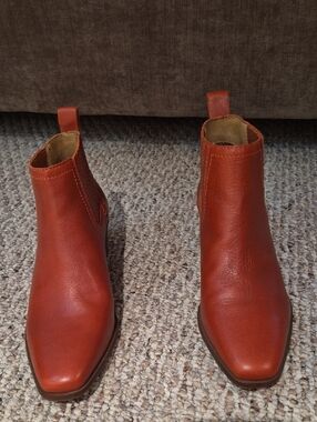 Lucky Brand Women's Rust Brown Leather Ankle Booties